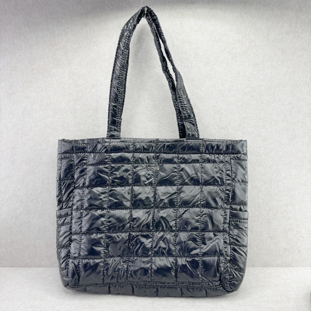 CIDER Tote Womens Large Black Quilted Nylon Lined Lightweight Shoulder Bag - Picture 1 of 10